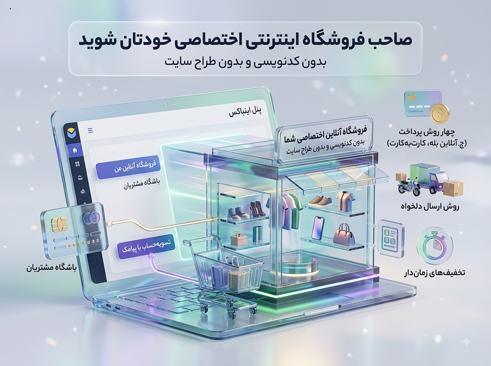 با اینباکسی، صاحب فروشگاه اینترنتی اختصاصی خودتان شوید، بدون برنامه نویسی و بدون طراحی سایت